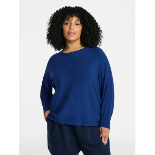 Terra & Sky Women's Plus Size Fine Gauge Dolman Sweater, Sizes 0X-5X