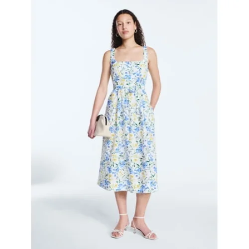 Free Assembly Women's Sleeveless Belted Cotton Midi Dress, Sizes XS-4X