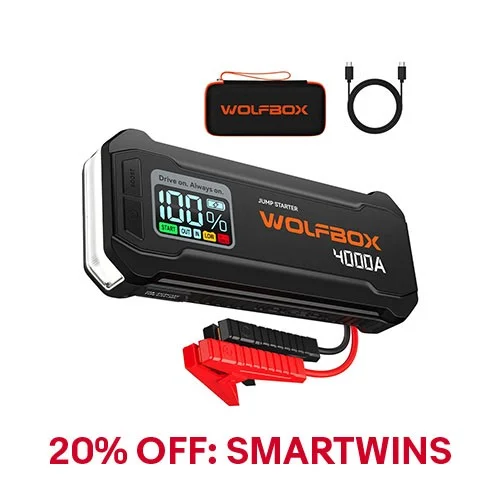 WOLFBOX JS24 4000A Portable Jump Starter Battery Pack Power Bank W/ LED Display