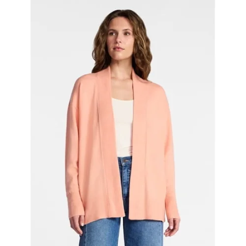 Time and Tru Women's Open Front Cardigan Sweater with Long Sleeves, Lightweight, Sizes XS-4X