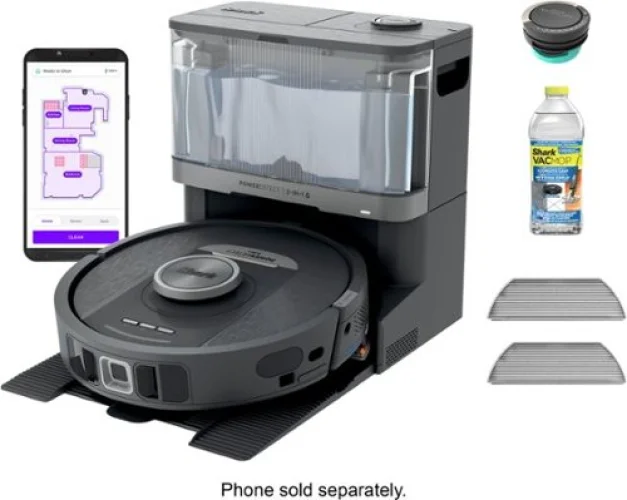 Shark Robot Vacuum & Mop PowerDetect NeverTouch Combo Self-Emptying 60-Day Debris Capacity Gaia Grey