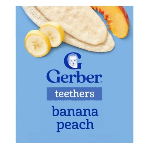 12 Pack Gerber Snacks for Baby Teethers, Banana Peach, 1.7 oz Box - Gentle Teething Wafers