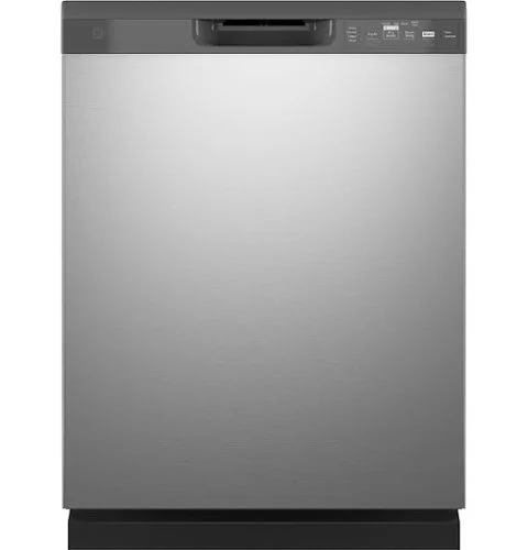 GE 24" Front Control Built-In Dishwasher with Steam + Sanitization - Stainless Steel