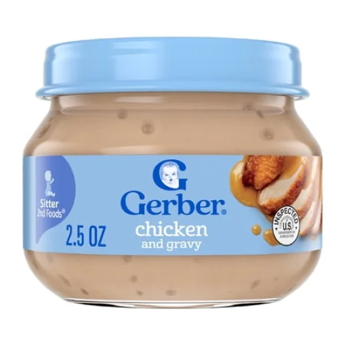 Gerber Stage 2 Chicken and Gravy Baby Food Jar, Mealtime Poultry Puree, 2.5 oz
