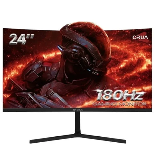 CRUA 24" Curved Gaming Monitor - 180Hz, FHD 1080P, FreeSync, 120% SRGB, Low Motion Blur