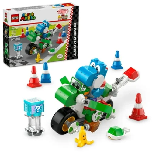 LEGO Super Mario: Mario Kart Yoshi Bike Building Toy Set with Light-Blue Yoshi - 72031 (133 Pieces)