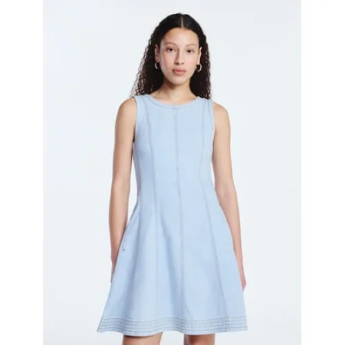 Free Assembly Women's Sleeveless Denim Panel Mini Dress, Sizes XS-4X