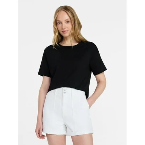 Time and Tru Women's Boxy Slub Tee with Short Sleeves, Sizes XS-XXXL