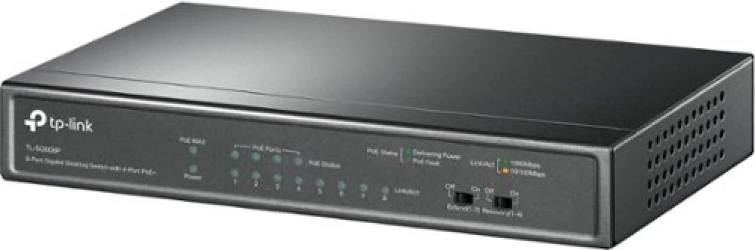 TP-Link 8-Port Gigabit Desktop Unmanaged PoE Switch - Black