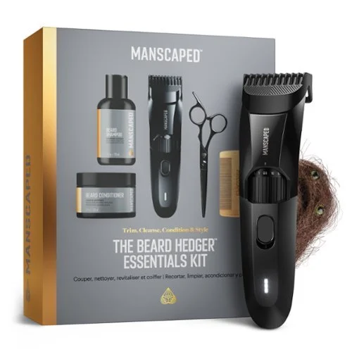 Manscaped - The Beard Hedger Essentials Kit SkinSafe Rechargeable Wet/Dry Trimmer, Facial Hair Shaving Gift Set - Black