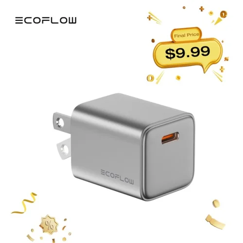 EcoFlow RAPID 20W GaN USB Type C Charger Block Plug Power Adapter with 1M Cable
