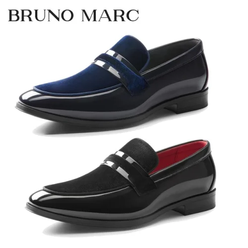 Bruno Marc Men's Fashion Tuxedo Patent Loafers Classic Velvet Slip-on Dress Shoe