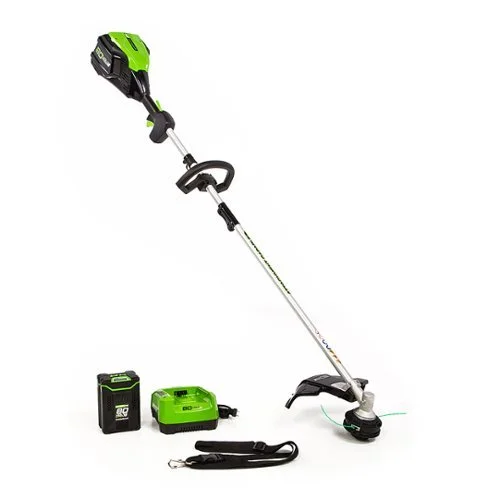 Greenworks - 80V 16&rdquo; Brushless Attachment Capable String Trimmer with 2.0 Ah Battery and Rapid Charger - Black/Green