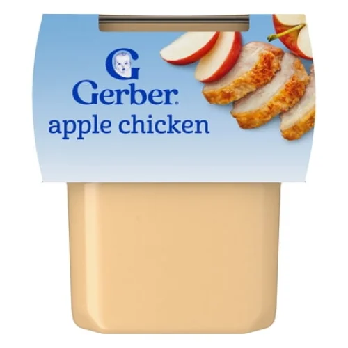 Gerber Stage 2 Baby Food, Apple Chicken Puree Tub, Baby Puree 8 oz