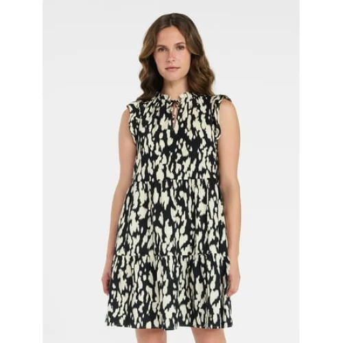 Time and Tru Women&rsquo;s and Women&rsquo;s Plus Flutter Sleeve Cotton Mini Dress, Sizes XS-4X