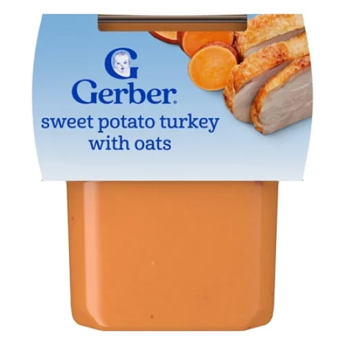 Gerber Stage 2 Baby Food, Sweet Potato Turkey with Oats Puree Tub, Baby Puree, 2PK 8 oz