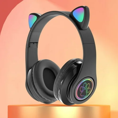 karymi Headset Ear Bluetooth Headset B39 Ear Cute Ear Wireless Headset LED Flashing, A and Children Holiday Gifts Gifts for Women