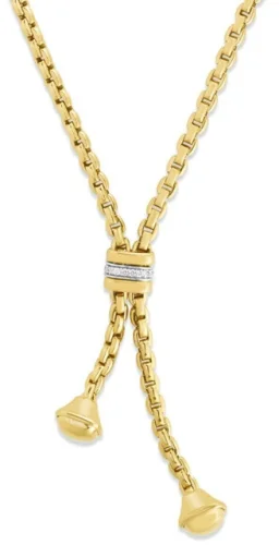 14k Yellow Gold 4mm Box Link 18" Lariat Chain 0.12ctw Natural Diamonds 19 Gram