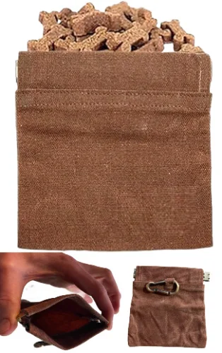 Magnetic 4.5x4.5" Treat Holding Bag for TRAINING w/Belt Clip+SNAP SHUT HINGE 5z