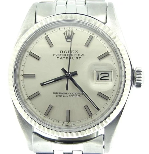 Rolex Datejust Mens Stainless Steel & 18K White Gold Silver w/ Jubilee Band 1601