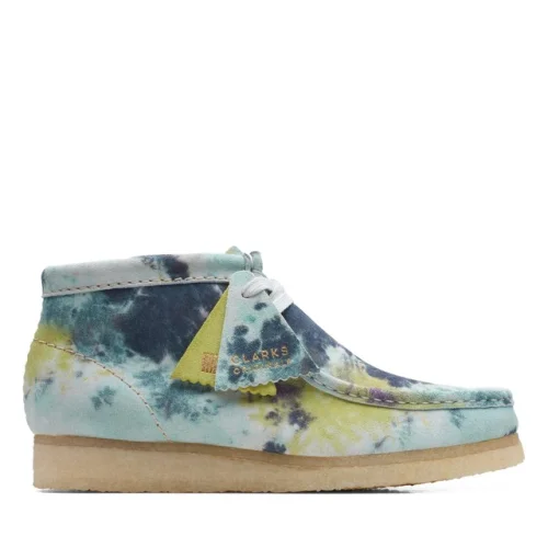 Clarks Womens Wallabee Moccasin Boot Blue Leather Casual  Boots Shoes
