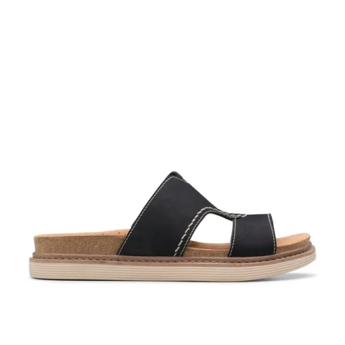 Clarks Womens Arwell Walk Black Leather Casual  Sandals Shoes