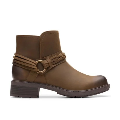 Clarks Womens Hearth Kaylie Brown Leather Casual  Boots Shoes