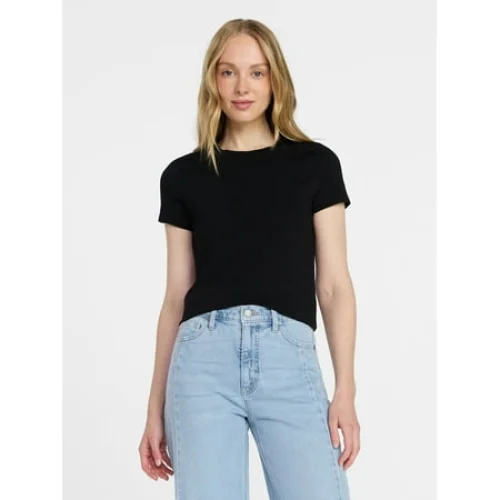 Time and Tru Women's Slim Fit Crewneck Tee with Short Sleeves, Sizes XS-XXXL