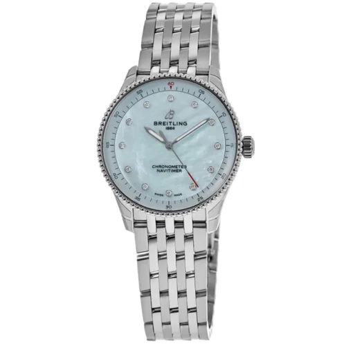 New Breitling Navitimer 32 Blue Mother of Pearl Women's Watch A77320171C1A1
