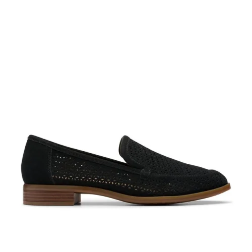 Clarks Womens Trish Cove Black Suede Casual  Shoes