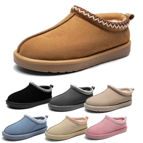 Women Genuine Suede Fuzzy Cozy Slippers Memory Foam Slip On Indoor Slippers