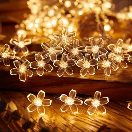 Kumdkd Christmas Flower String Lights, 10ft LED Flashing Colorful Small Colored Lights for Outdoor Indoor Camping, Christmas Tree Stall Party Decoration, Battery Powered Festive Atmosphere Lights