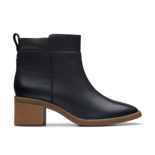 Clarks Womens Lileigh Charm Black Leather Casual  Boots Shoes