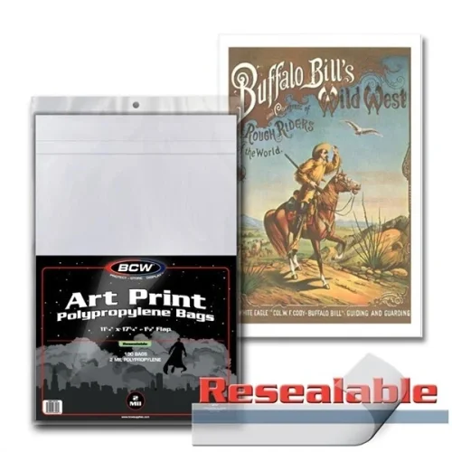 Pack / 100 BCW 11 x 17 Art Print Archival 2-mil Acid Free Poly Bags 11x17 covers