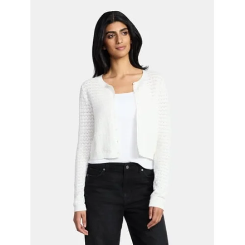 Madden NYC Women's Cotton Crochet Sweater Cardigan, Sizes XXS-XXL