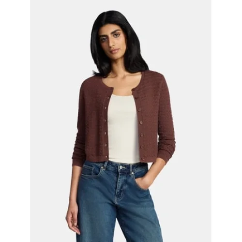 Madden NYC Women's Cotton Crochet Sweater Cardigan, Sizes XXS-XXL