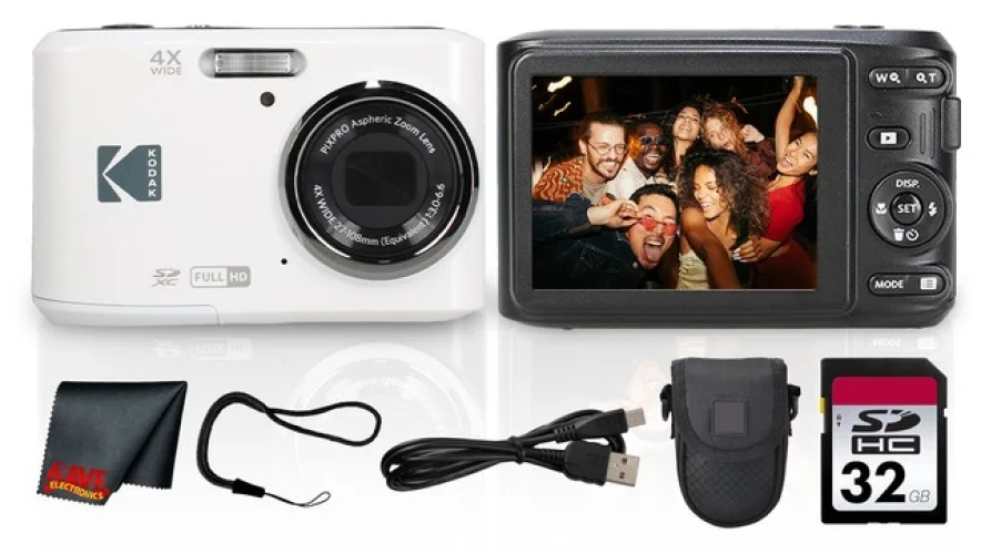 Kodak PIXPRO FZ45 Digital Camera + 32GB Card + Case Bundle - White