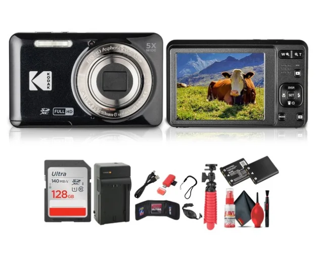 Kodak Pixpro FZ55 Digital Camera in Black (FZ55BK) Bundle with Accessories