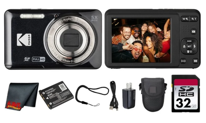 Kodak PIXPRO FZ55 Digital Camera + 32GB Card + Case Bundle - Black
