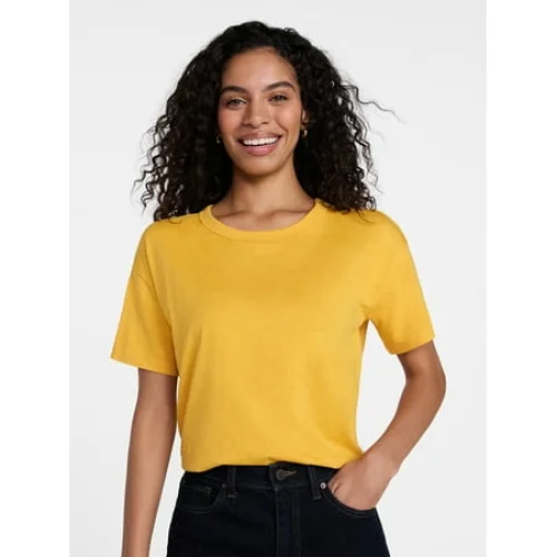 Time and Tru Women's Boxy Slub Tee with Short Sleeves, Sizes XS-XXXL