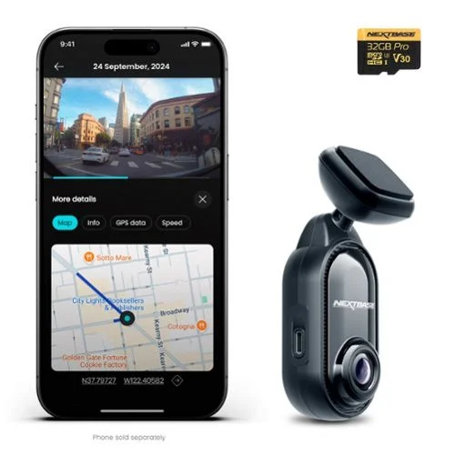 Nextbase - 2K Piqo Dash Cam &ndash; Compact 2K with GPS, WiFi, Bluetooth, Parking Mode & SOS - Black