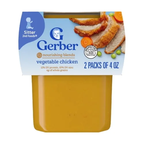 Gerber 2nd Foods Baby Foods, Vegetable Chicken Dinner, 4 oz Tubs (2 Pack)