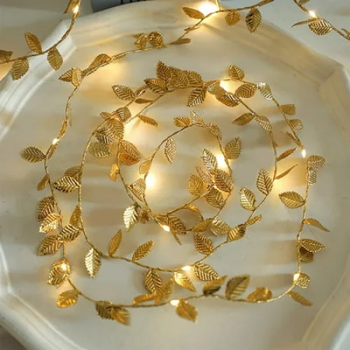 CxhicLuv LED Golden Leaf Light String, Decorative Flashing Golden Leaf Lights, Rattan String Lights for Holiday & Party Decor, Indoor/Outdoor Christmas Tree Lighting, Warm Lights for Festive Vibe