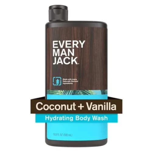 Every Man Jack Coconut + Vanilla Hydrating Body Wash for Men, Naturally Derived, 16.9 fl. oz