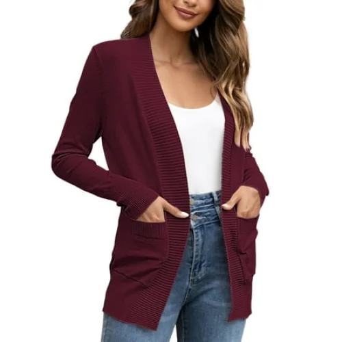 FOLUNSI Women's Cardigan Casual Lightweight Knit Cardigan Sweaters of Female s-2x