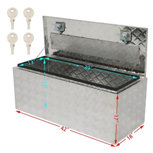 New 42" Aluminum Truck Underbody Tool Box Trailer Storage Tool W/ Lock Silver