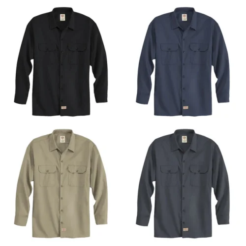 Dickies Men's Shirt Long Sleeve Traditional Button Front Uniform Work Shirt 574