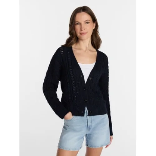 Time and Tru Women's Cable Knit Cardigan Sweater, Lightweight, Sizes XS-XXXL