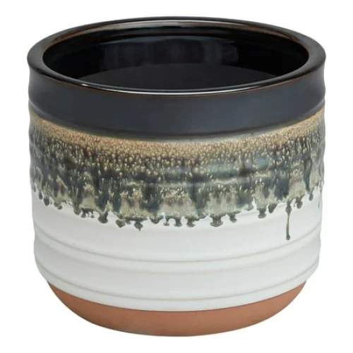 Better Homes & Gardens 6" x 6" x 5.3" Round Black Ceramic Nikolaos Plant Planter