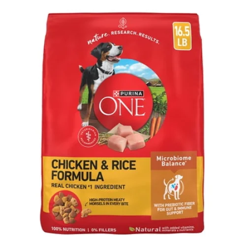 Purina One Dry Dog Food for Adult Dogs High Protein, Real Chicken & Rice, 16.5 lb Bag